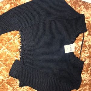 Forever21 cropped black v neck sweater